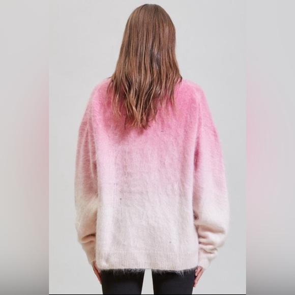 R13 Japanese Brushed Cashmere Dip Dyed Sweater - Pink Ombre. Size Medium $1855 - Picture 6 of 13